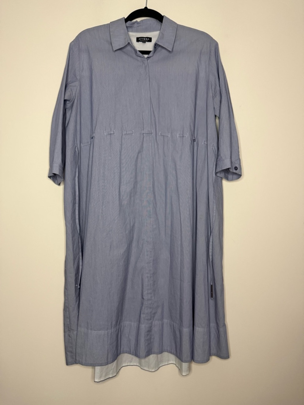 ATTESA Made in Italy Maternity Preppy Classic Poplin Adjustable Swing Midi Dress